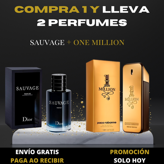 Promoción Compra 1 y Lleva 2 Perfumes [1 Sauvage Dior + 1 One Million Paco Rabanne] ¡Solo hoy!