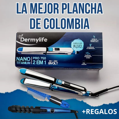 Plancha Nano Titanium Pro750 - Profesional - 2 en 1 - Original + DOS REGALOS