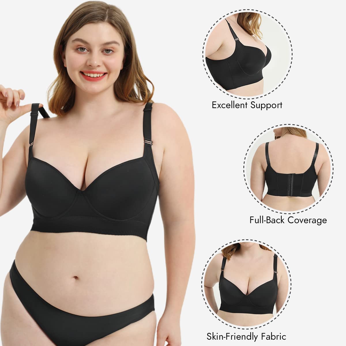 Push-Up Sujetador alisador de espalda - Negro+Beige (Compre 1 Llévese 1 Gratis)