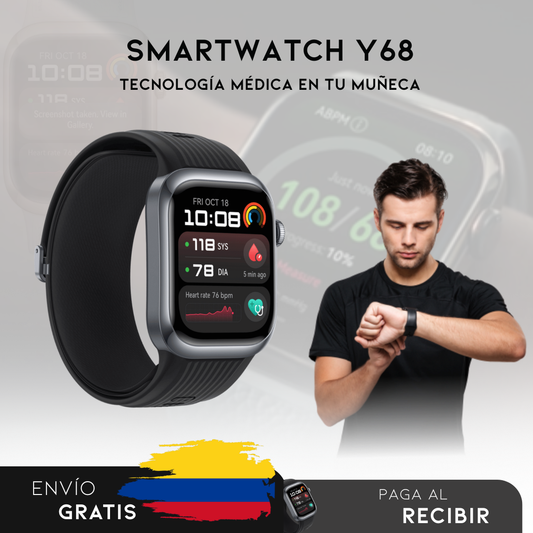 Smartwatch Y68 -Reloj inteligente que cuida de tu salud